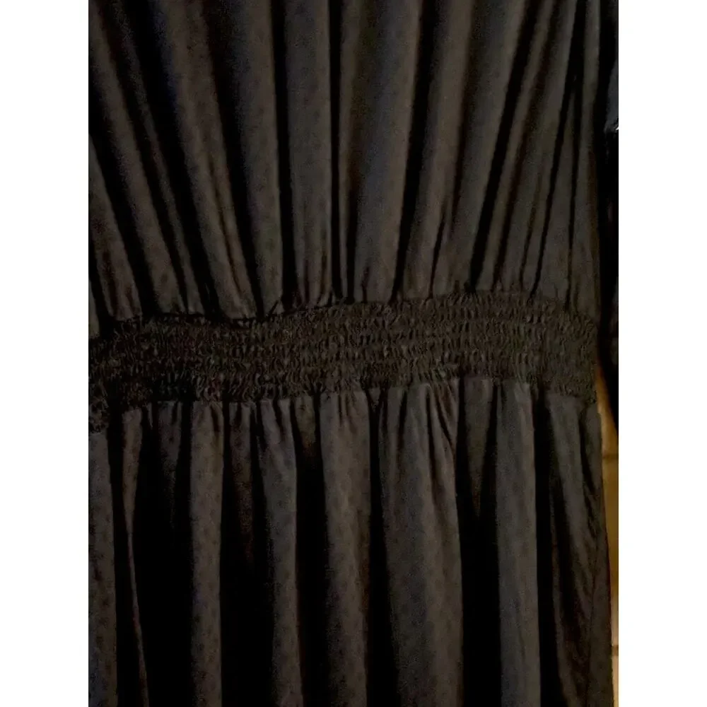 Croft And Barrow Black Dress Large Midi Long Sleeve Rayon Career Professional